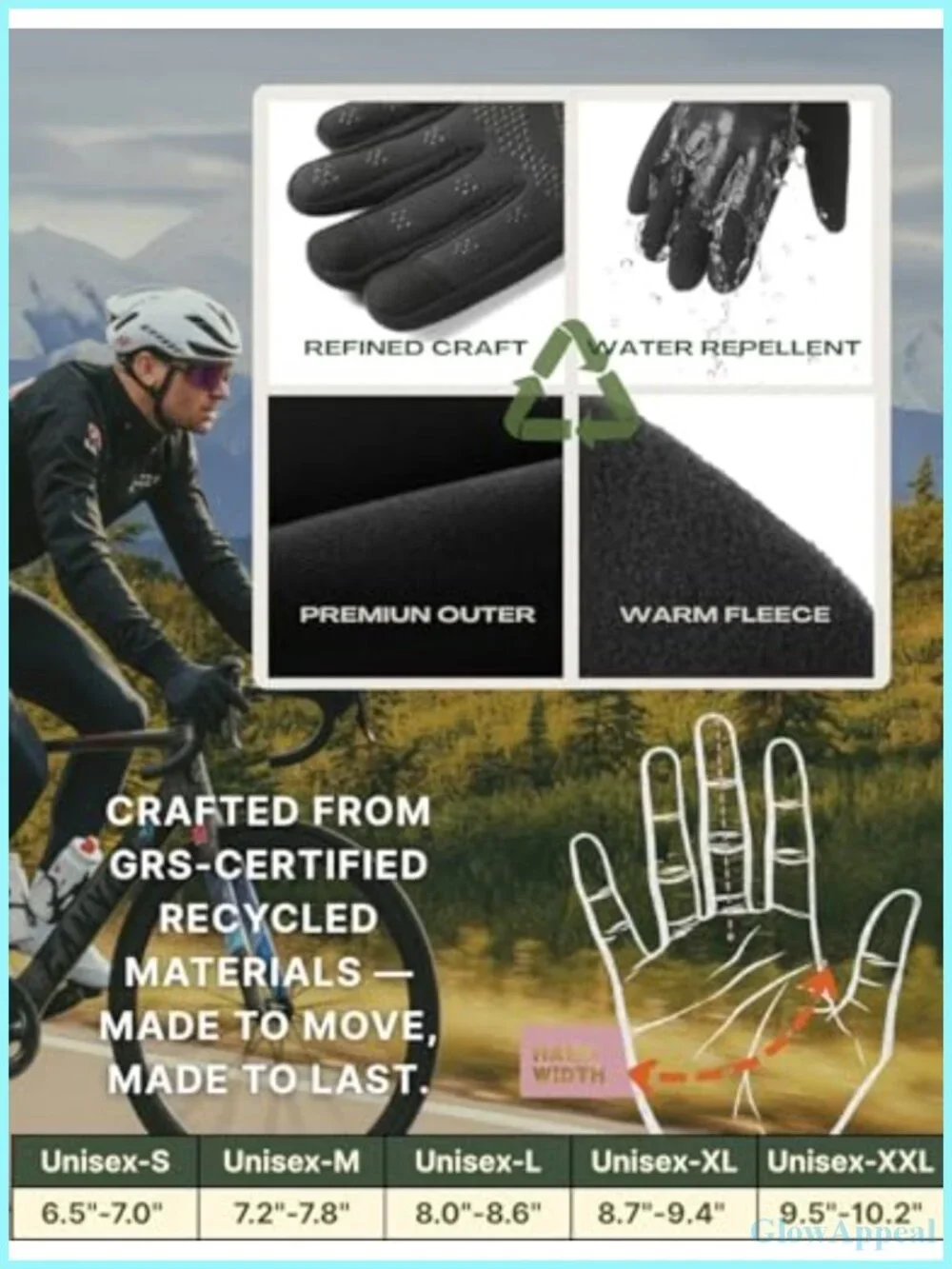 Winter Gloves 3-Layer Touch Screen Silicone Grip for Running Cycling Hiking